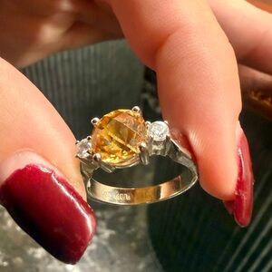 Sterling Silver Ring with Citrine Gemstone